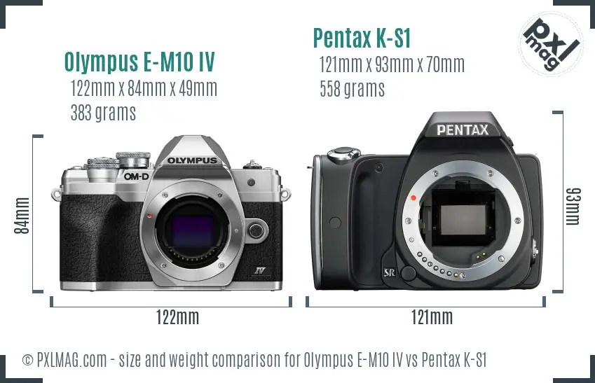 Olympus E-M10 IV vs Pentax K-S1 size comparison