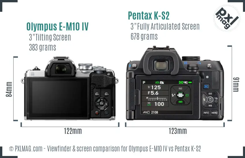 Olympus E-M10 IV vs Pentax K-S2 Screen and Viewfinder comparison