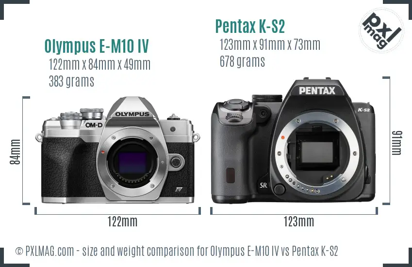 Olympus E-M10 IV vs Pentax K-S2 size comparison