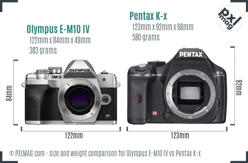 Olympus E-M10 IV vs Pentax K-x size comparison