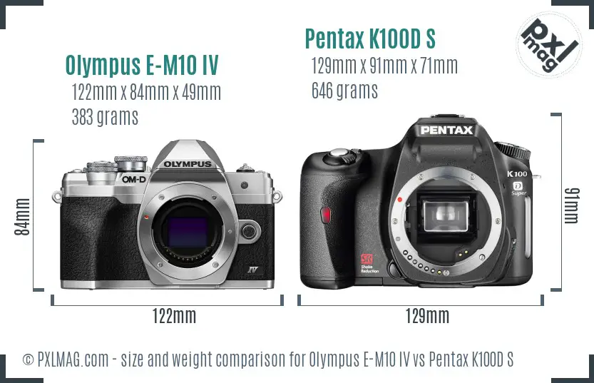 Olympus E-M10 IV vs Pentax K100D S size comparison