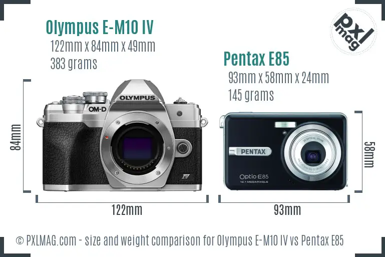 Olympus E-M10 IV vs Pentax E85 size comparison