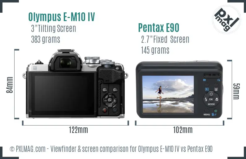 Olympus E-M10 IV vs Pentax E90 Screen and Viewfinder comparison