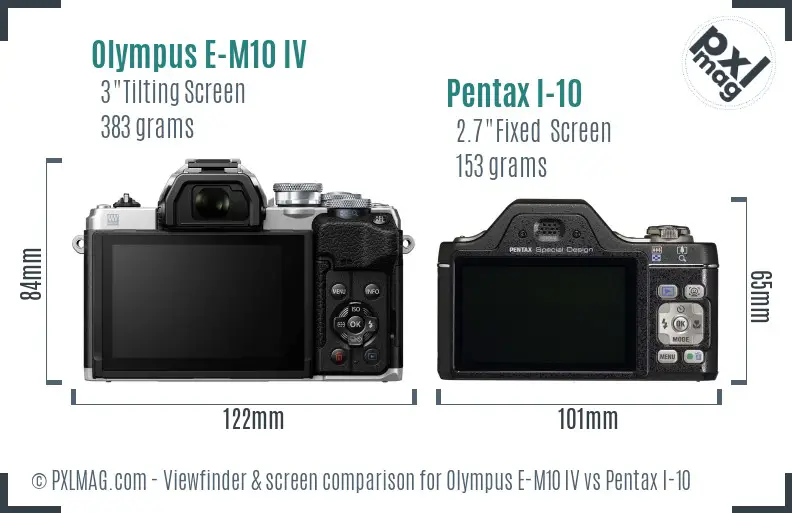 Olympus E-M10 IV vs Pentax I-10 Screen and Viewfinder comparison