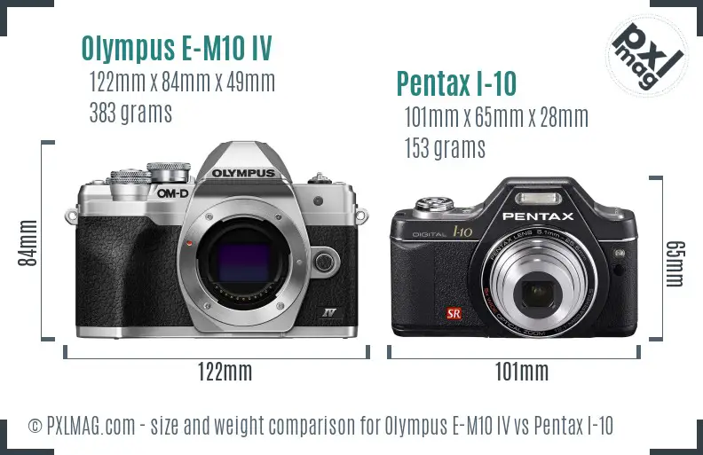 Olympus E-M10 IV vs Pentax I-10 size comparison