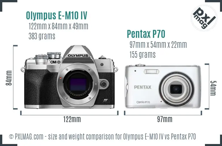 Olympus E-M10 IV vs Pentax P70 size comparison