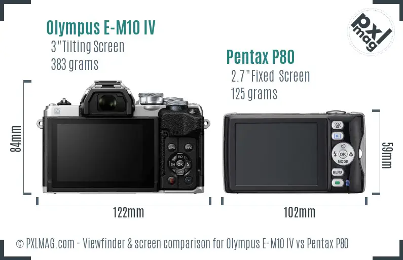 Olympus E-M10 IV vs Pentax P80 Screen and Viewfinder comparison