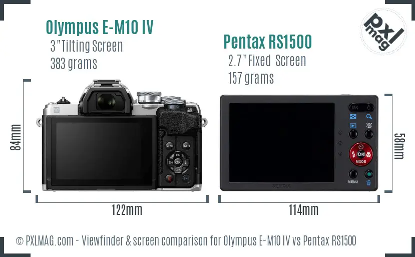 Olympus E-M10 IV vs Pentax RS1500 Screen and Viewfinder comparison