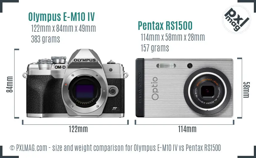 Olympus E-M10 IV vs Pentax RS1500 size comparison