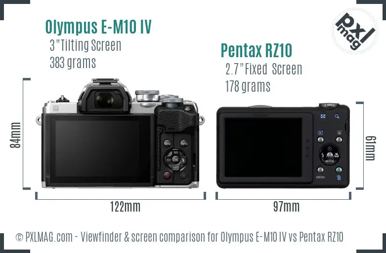 Olympus E-M10 IV vs Pentax RZ10 Screen and Viewfinder comparison
