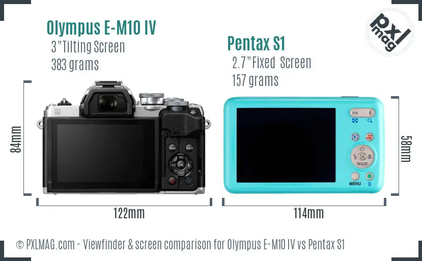 Olympus E-M10 IV vs Pentax S1 Screen and Viewfinder comparison