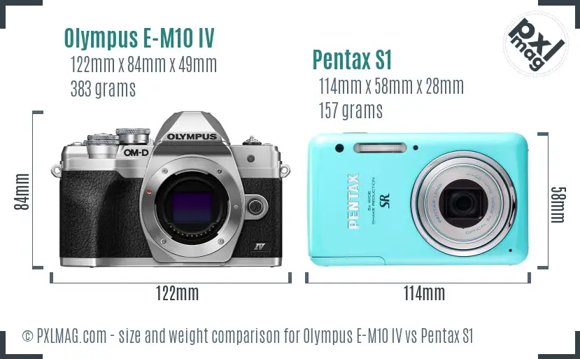 Olympus E-M10 IV vs Pentax S1 size comparison