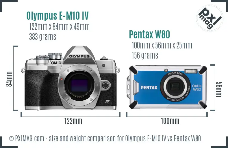 Olympus E-M10 IV vs Pentax W80 size comparison