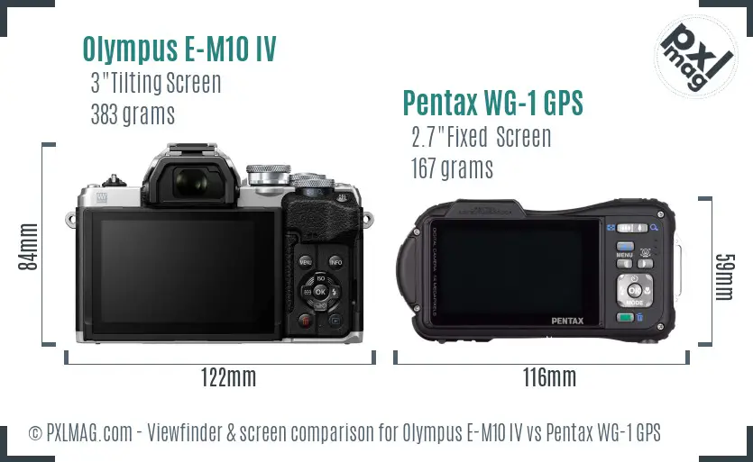 Olympus E-M10 IV vs Pentax WG-1 GPS Screen and Viewfinder comparison