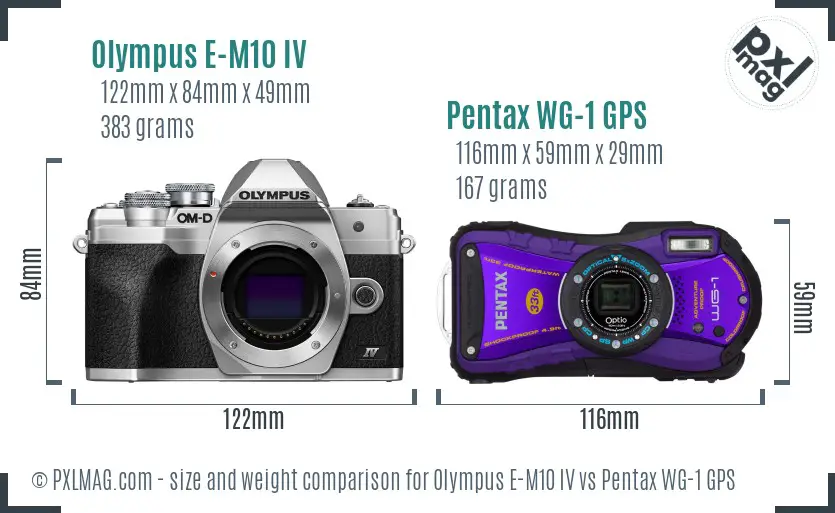 Olympus E-M10 IV vs Pentax WG-1 GPS size comparison