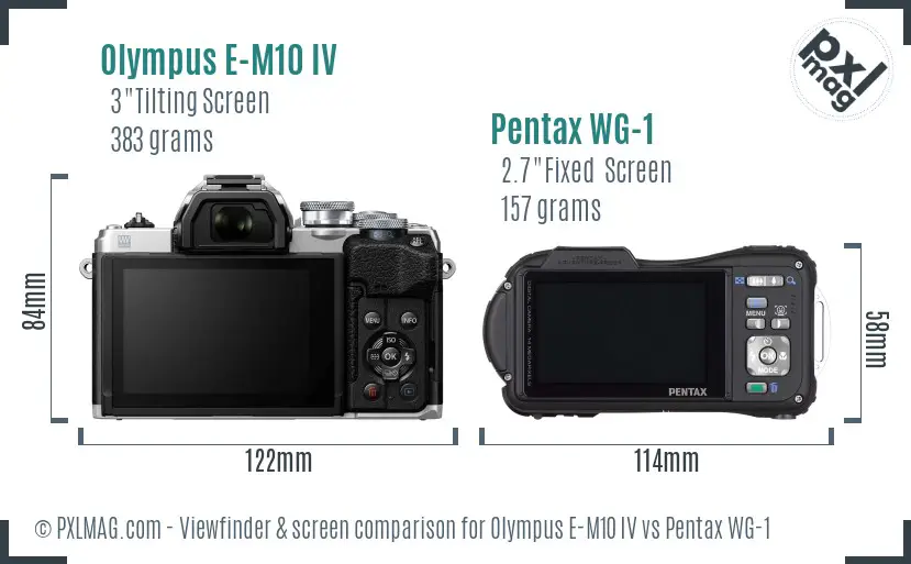 Olympus E-M10 IV vs Pentax WG-1 Screen and Viewfinder comparison