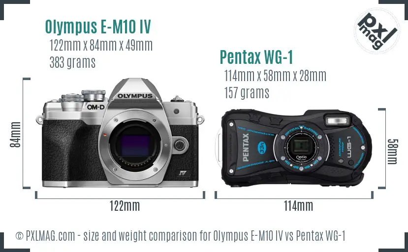 Olympus E-M10 IV vs Pentax WG-1 size comparison