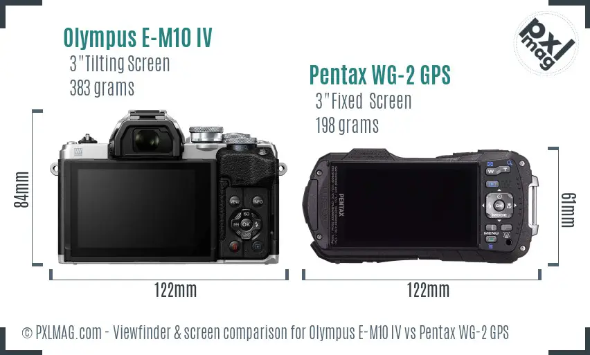 Olympus E-M10 IV vs Pentax WG-2 GPS Screen and Viewfinder comparison