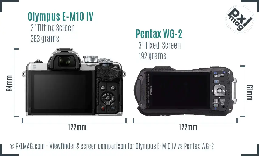 Olympus E-M10 IV vs Pentax WG-2 Screen and Viewfinder comparison
