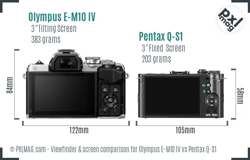 Olympus E-M10 IV vs Pentax Q-S1 Screen and Viewfinder comparison