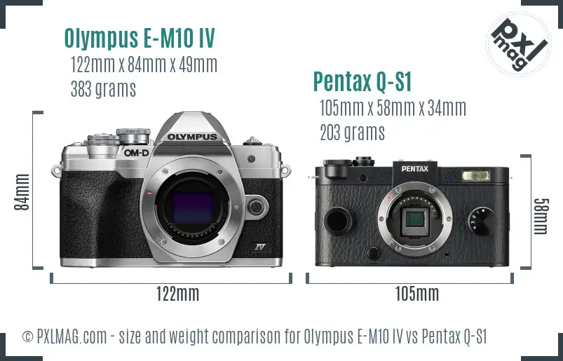 Olympus E-M10 IV vs Pentax Q-S1 size comparison