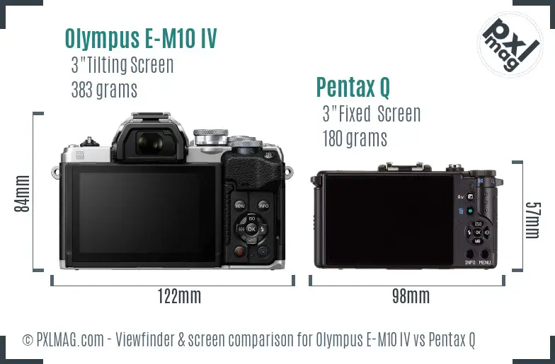Olympus E-M10 IV vs Pentax Q Screen and Viewfinder comparison