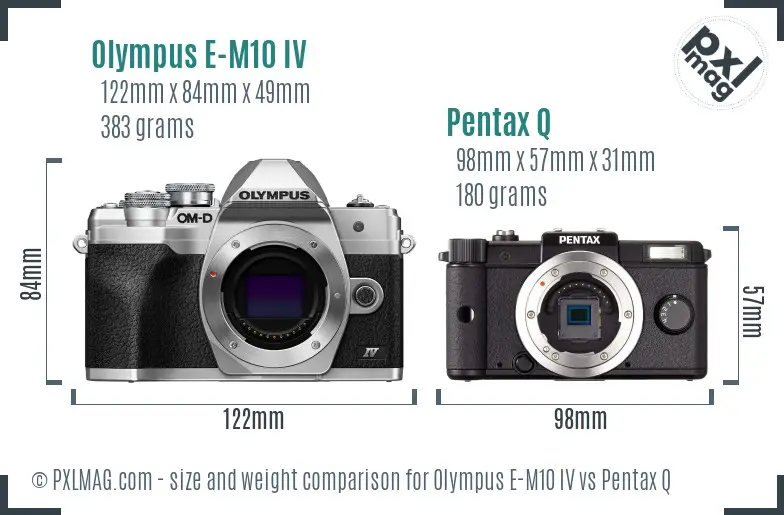 Olympus E-M10 IV vs Pentax Q size comparison