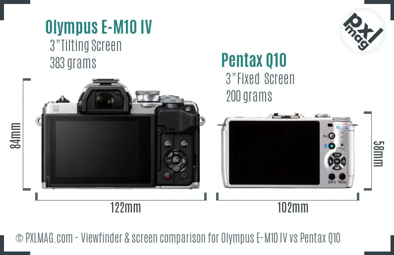 Olympus E-M10 IV vs Pentax Q10 Screen and Viewfinder comparison