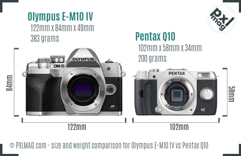 Olympus E-M10 IV vs Pentax Q10 size comparison