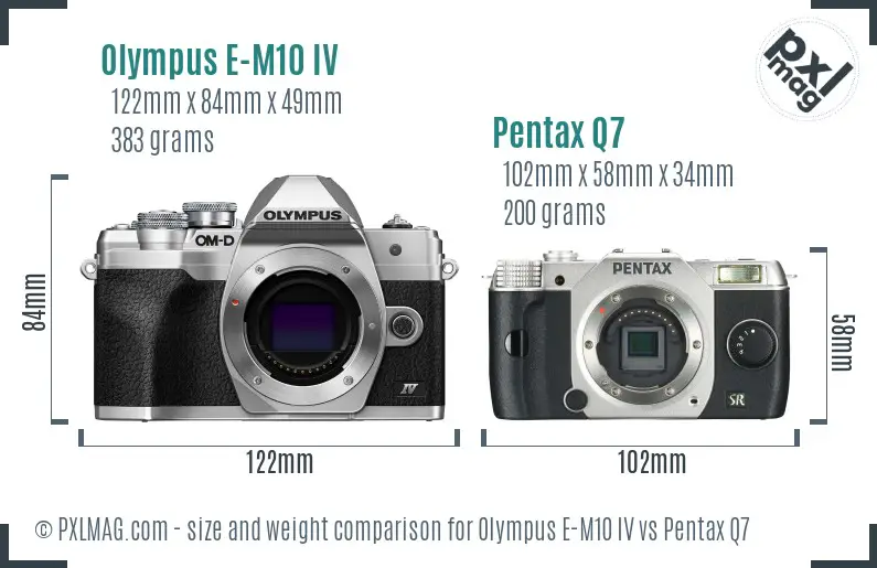 Olympus E-M10 IV vs Pentax Q7 size comparison