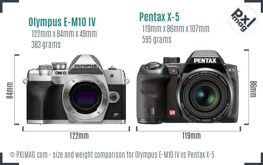 Olympus E-M10 IV vs Pentax X-5 size comparison