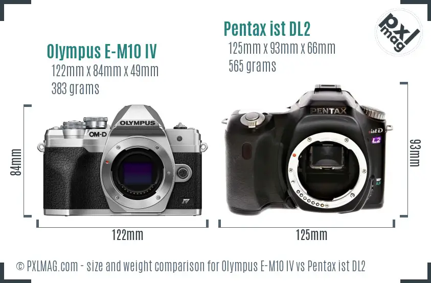 Olympus E-M10 IV vs Pentax ist DL2 size comparison