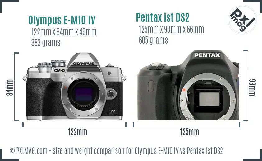 Olympus E-M10 IV vs Pentax ist DS2 size comparison