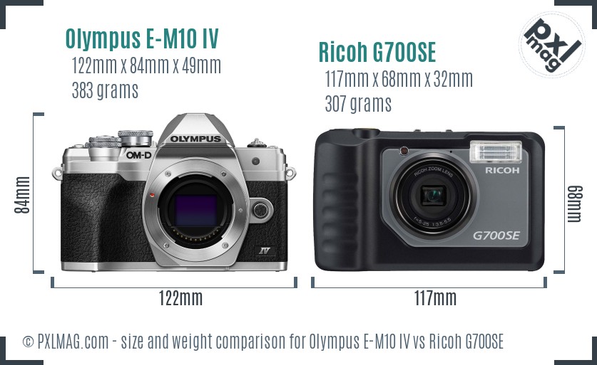 Olympus E-M10 IV vs Ricoh G700SE size comparison