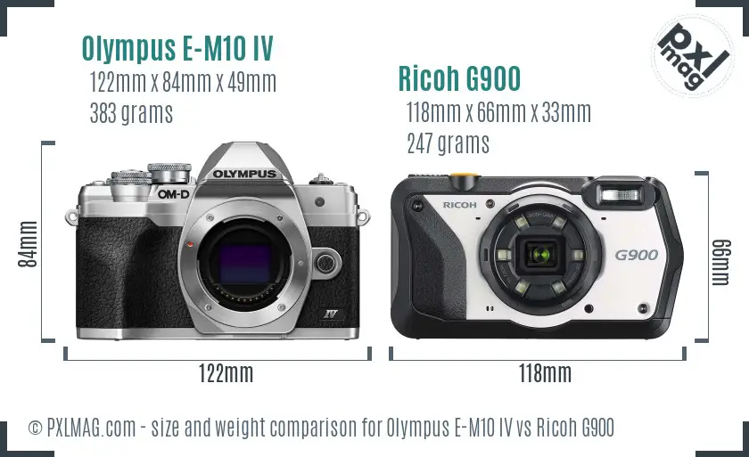 Olympus E-M10 IV vs Ricoh G900 size comparison Olympus E-M10 IV vs Ricoh G900 size comparison