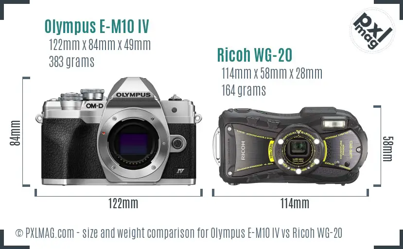 Olympus E-M10 IV vs Ricoh WG-20 size comparison Olympus E-M10 IV vs Ricoh WG-20 size comparison