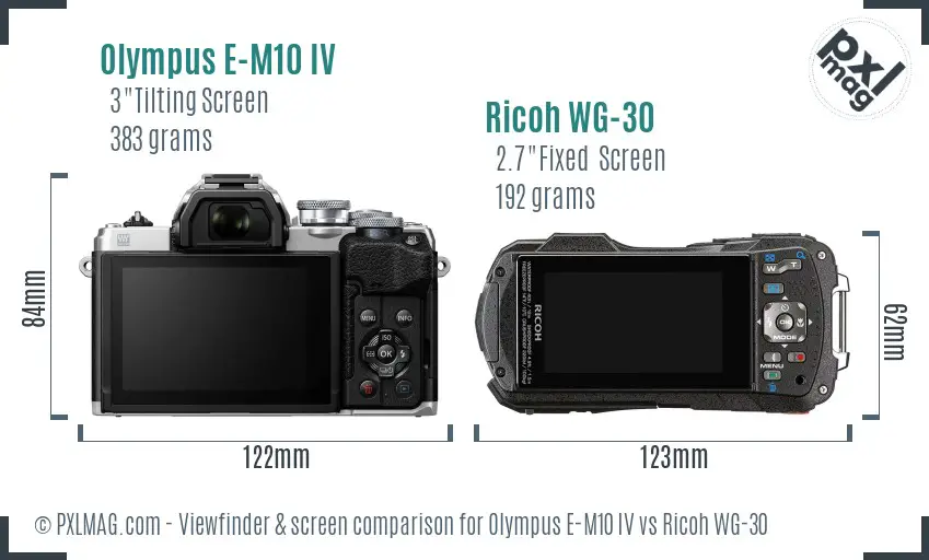 Olympus E-M10 IV vs Ricoh WG-30 Screen and Viewfinder comparison Olympus E-M10 IV vs Ricoh WG-30 Screen and Viewfinder comparison