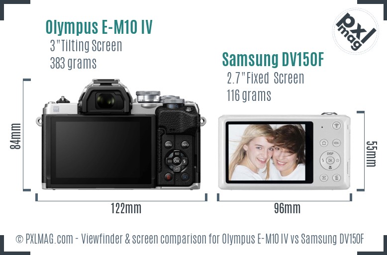 Olympus E-M10 IV vs Samsung DV150F Screen and Viewfinder comparison
