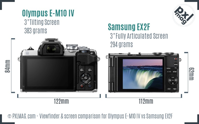 Olympus E-M10 IV vs Samsung EX2F Screen and Viewfinder comparison
