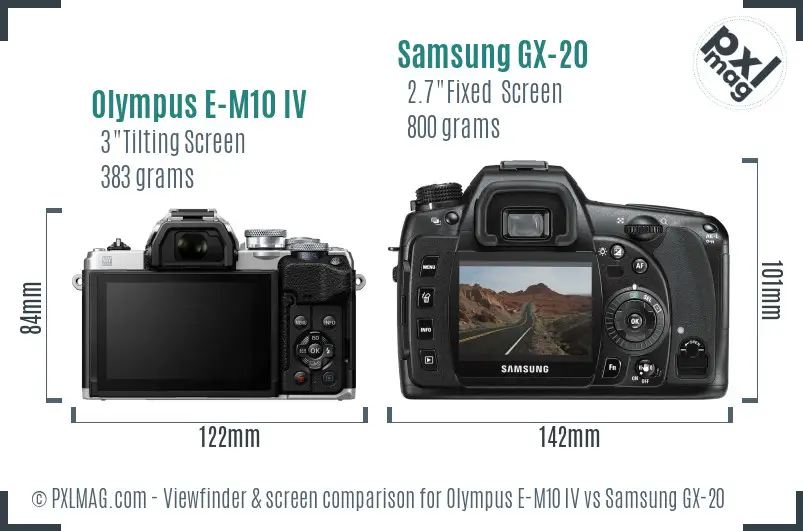 Olympus E-M10 IV vs Samsung GX-20 Screen and Viewfinder comparison