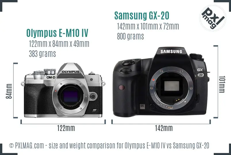 Olympus E-M10 IV vs Samsung GX-20 size comparison