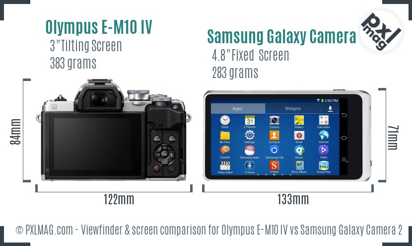 Olympus E-M10 IV vs Samsung Galaxy Camera 2 Screen and Viewfinder comparison