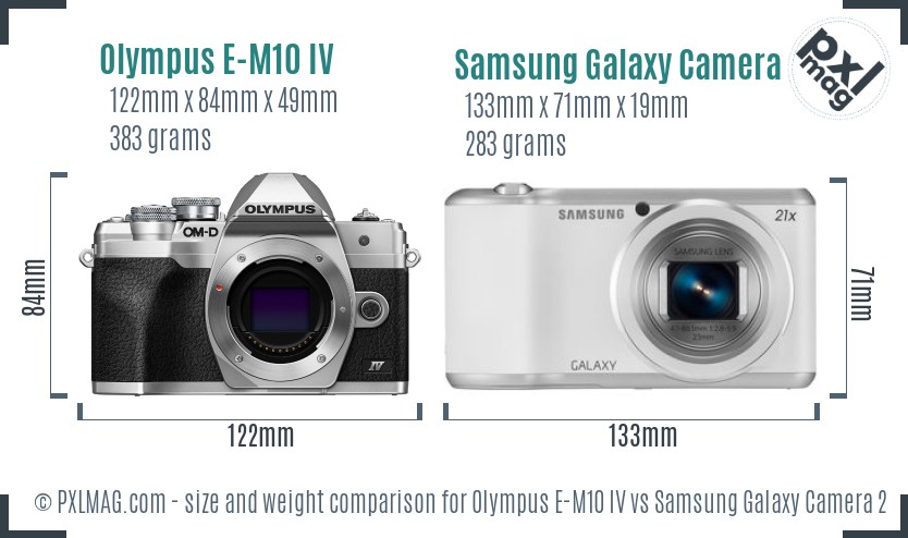 Olympus E-M10 IV vs Samsung Galaxy Camera 2 size comparison Olympus E-M10 IV vs Samsung Galaxy Camera 2 size comparison