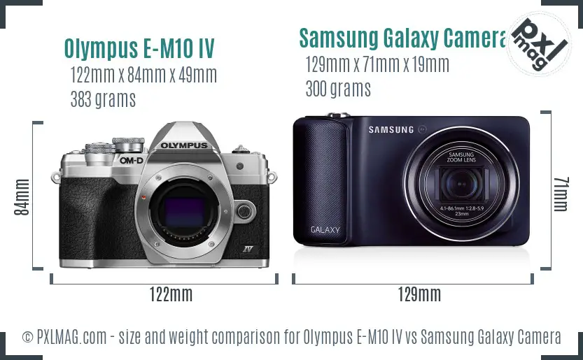 Olympus E-M10 IV vs Samsung Galaxy Camera size comparison