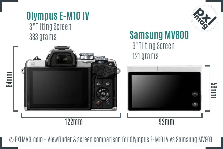 Olympus E-M10 IV vs Samsung MV800 Screen and Viewfinder comparison
