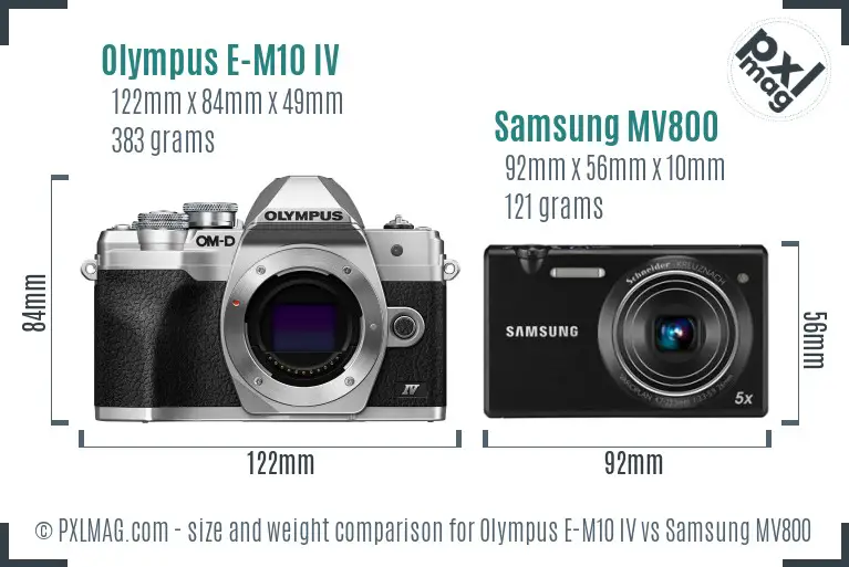 Olympus E-M10 IV vs Samsung MV800 size comparison