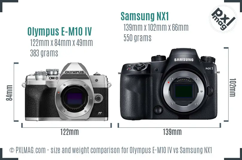 Olympus E-M10 IV vs Samsung NX1 size comparison