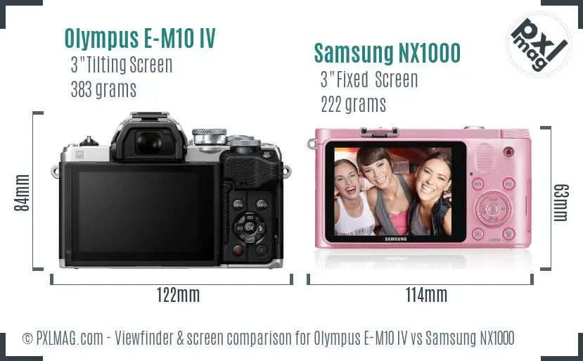 Olympus E-M10 IV vs Samsung NX1000 Screen and Viewfinder comparison
