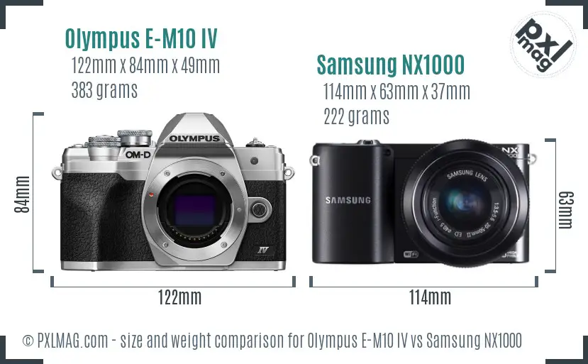 Olympus E-M10 IV vs Samsung NX1000 size comparison