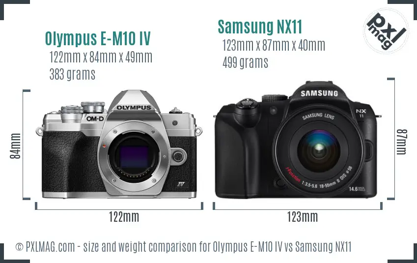 Olympus E-M10 IV vs Samsung NX11 size comparison